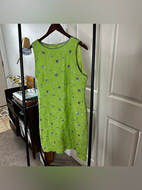 Coldwater Creek Lime Green Textured Dress with Subtle Embroidery ❄️